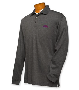 Ole Miss Rebels B&T CB DryTec LS Championship Polo - Charcoal